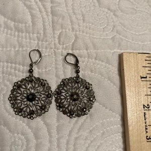 PEWTER CRYSTAL EARRINGS